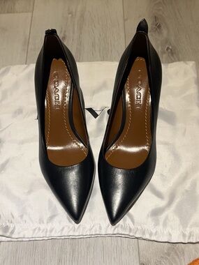 Coach Black Leather Pointed Toe Stiletto Pumps
